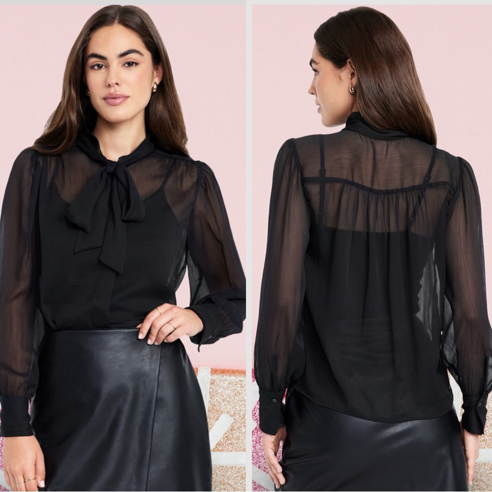 NWTS💓THE OCCASION L💓BLACK SHEER CHIFFON & (FAUX) LEATHER WRAP SKIRT BUNDLE SET💓 - Picture 3 of 14